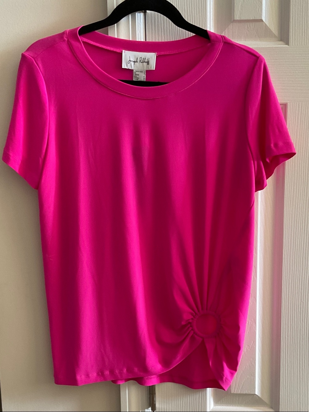 Joseph Ribkoff Hot Pink Short Sleeve Tee with Side Knot, NWT, 4